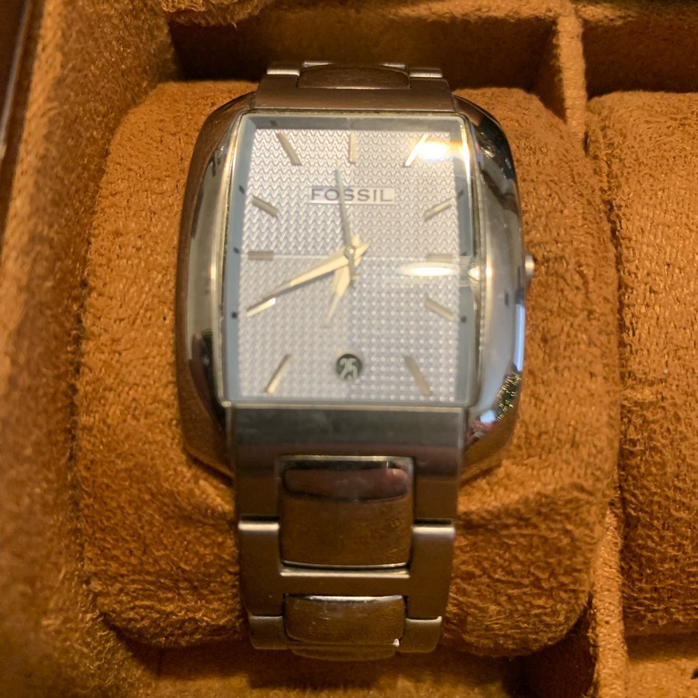 Silver fossil watch